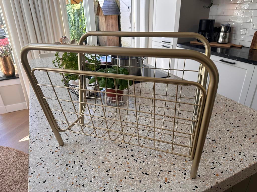 Vintage gouden lectuurbak - mat metaal, Ophalen, Zo goed als nieuw