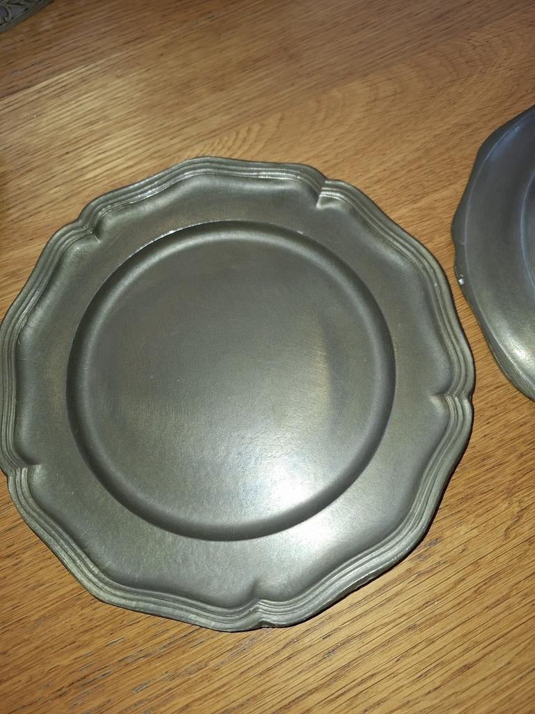 Set van 2 Antieke Tinnen Schalen - Decoratief, Ophalen of Verzenden