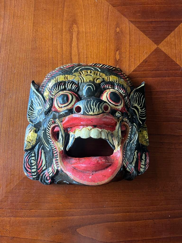 Handgesneden Balinees houten masker - Barong, Ophalen of Verzenden