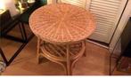 Rotan Tafel met glasplaat, Minder dan 55 cm, Rond, Zo goed als nieuw, Ophalen