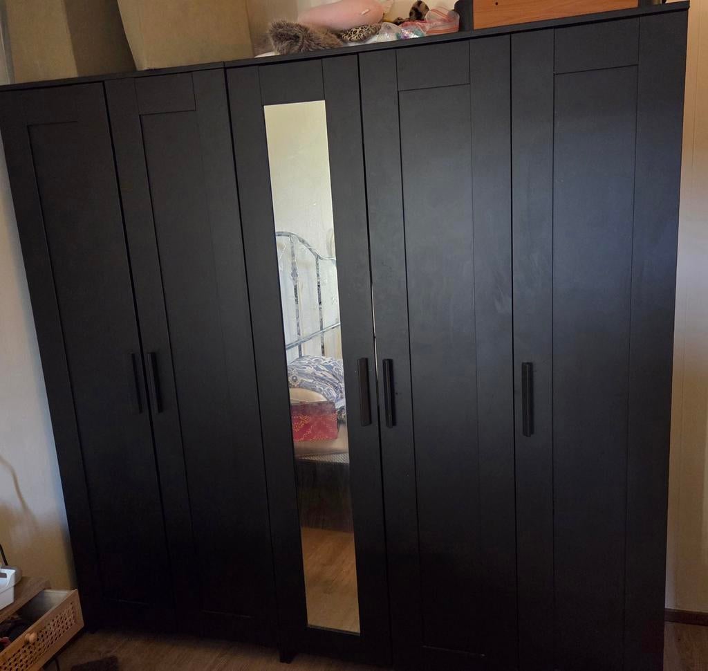 Zwarte IKEA Brimnes kledingkast (2 stuks), Overige materialen, Gebruikt, 100 tot 150 cm, Ophalen of Verzenden