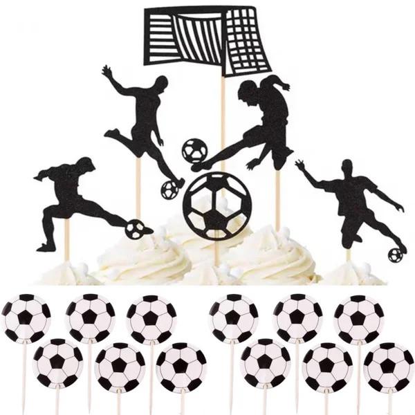 Voetbal taart topper en cupcake set Goal, Versiering, Ophalen of Verzenden, Info@sweet-one.nl, Taarten of Cupcakes