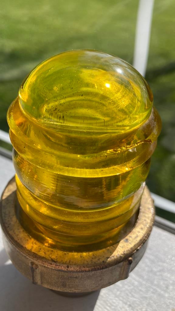 Oud Glas Geel Scheeps Nautische Verlichting DHR Rotterdam, Antiek en Kunst, Verzenden
