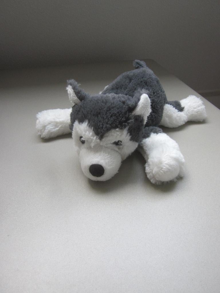 Ikea grijs-wit superzachte pluche knuffel hond husky zgan., Grijs, Zo goed als nieuw, Middelgroot (20 tot 80 cm), Wasbaar