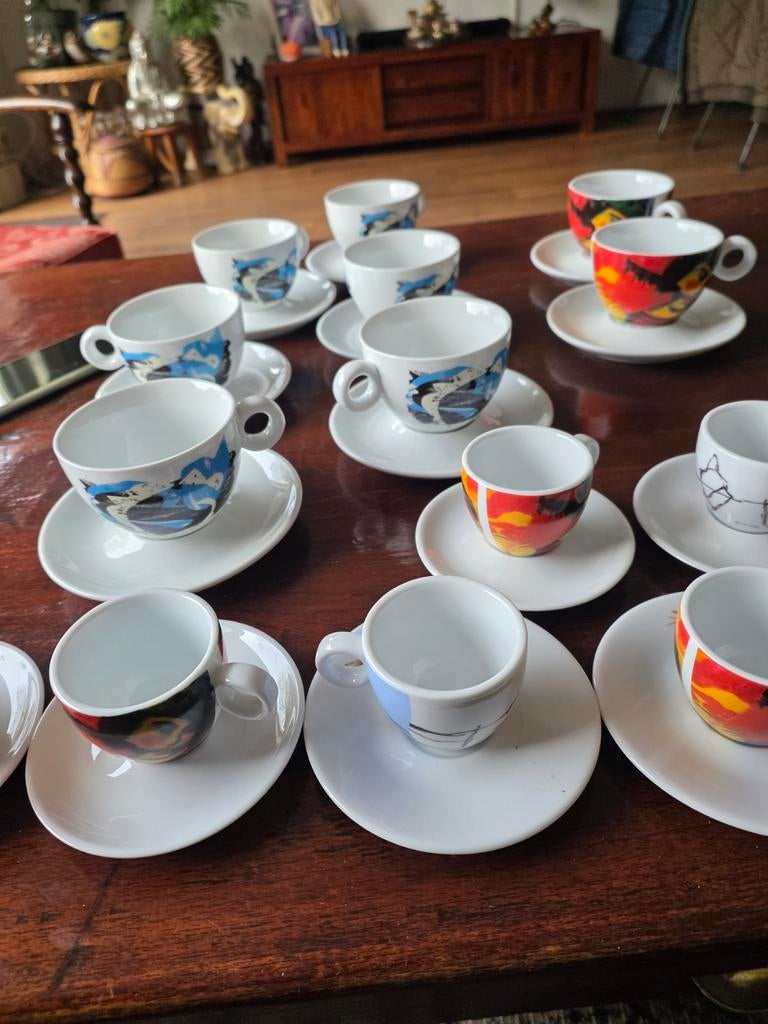 Design koffiekopjes: 6 cappuccino & 6 espresso (nieuw), Keramiek, Nieuw, Ophalen of Verzenden, Overige stijlen