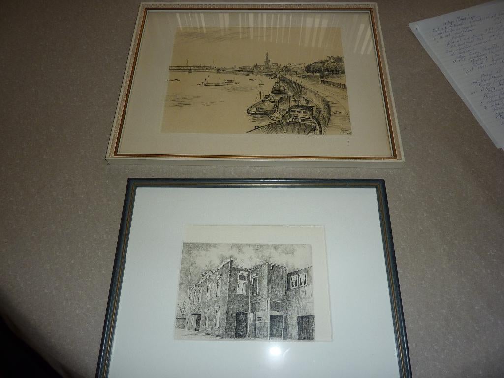 oude tekeningen etsen uit oss in oude lijst, Antiek en Kunst, Curiosa en Brocante, Ophalen of Verzenden