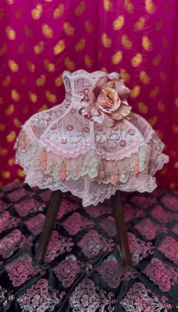 Prachtige roze lampenkap Vintage / Shabby Chic / Boudoir, Antiek en Kunst, Ophalen of Verzenden