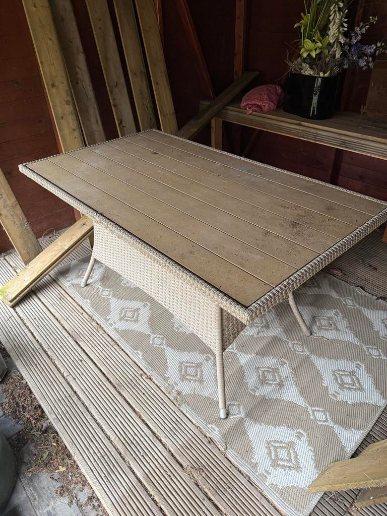 Tuintafel in goede staat, altijd onder overkapping gestaan, Tuin en Terras, Ophalen, Zo goed als nieuw, Rechthoekig, Wicker