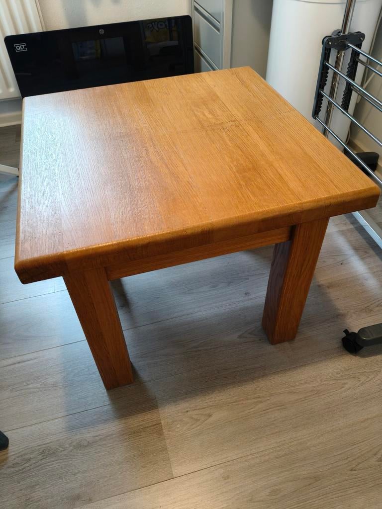 Massieve Eiken Bijzettafel / Salontafel 60x60x50 cm, Gebruikt, Vierkant, 55 tot 75 cm, Hout