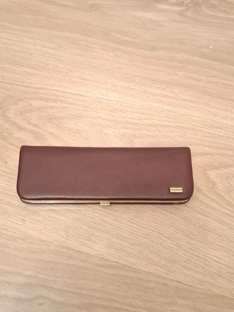 Mano Lederen Vintage pennen etui, Overige merken, Overige typen, Ophalen of Verzenden, Met reclame