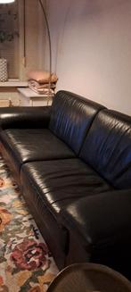 Zwart leren 2 1/2zits bank, Ophalen, Gebruikt, Leer