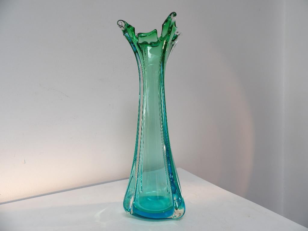 Murano Sixties hoge Vaas blauw/groen
