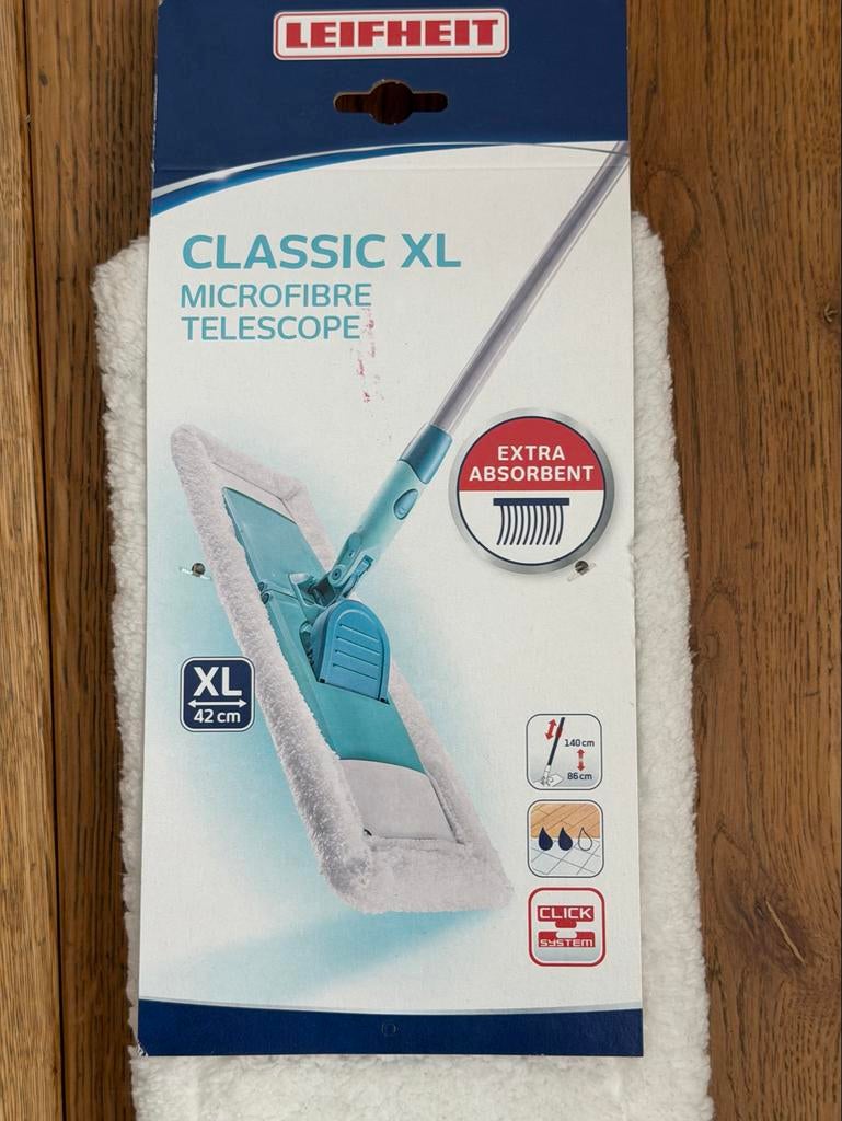 Leifheit Classic XL Microfibre Telescope Mop - Nieuw, Ophalen, Mop of Dweil