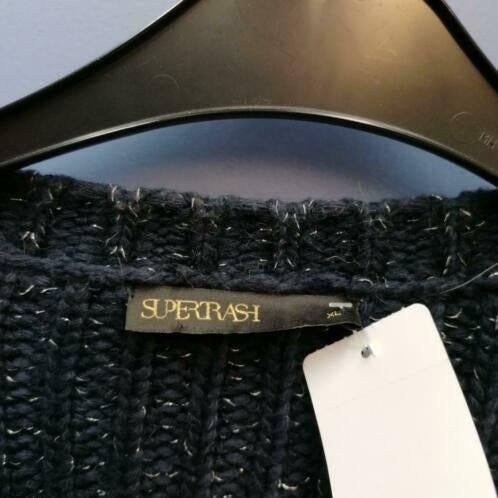 Supertrash dik donkerblauw gebreid vest met rits XL nr 37151, Kleding | Dames, Supertrash, Blauw, ., Maat 46/48 (XL) of groter