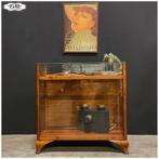 Oud eikenhouten vitrinekastje - museumkastje, Ophalen, Glas, Gebruikt, 50 tot 100 cm