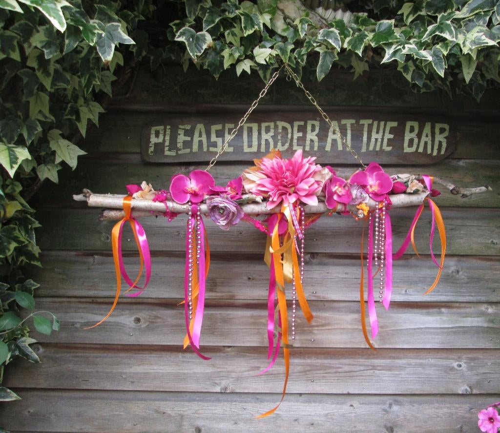 Hang Decoratie met Bloemen Lint en Kralen 1 Meter Breed, Ophalen of Verzenden, Nieuw, Binnen, Handgemaakt