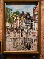 Schilderij olieverf Amsterdams stadsgezicht, Antiek en Kunst, Ophalen of Verzenden