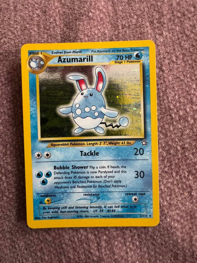 Azumarill 2/111 Neo Genesis pokemon kaart, Ophalen of Verzenden, Zo goed als nieuw