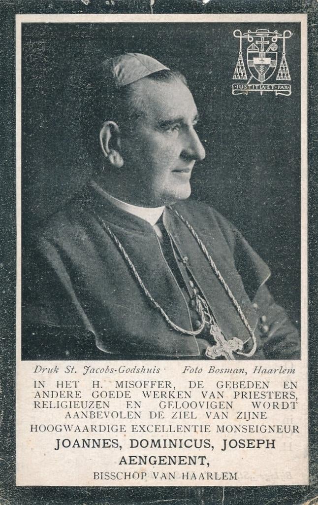 Aengenent Joannes 1873 Rotterdam 1935 Haarlem  priester, Verzamelen, Bidprentjes en Rouwkaarten, Ophalen of Verzenden, Bidprentje