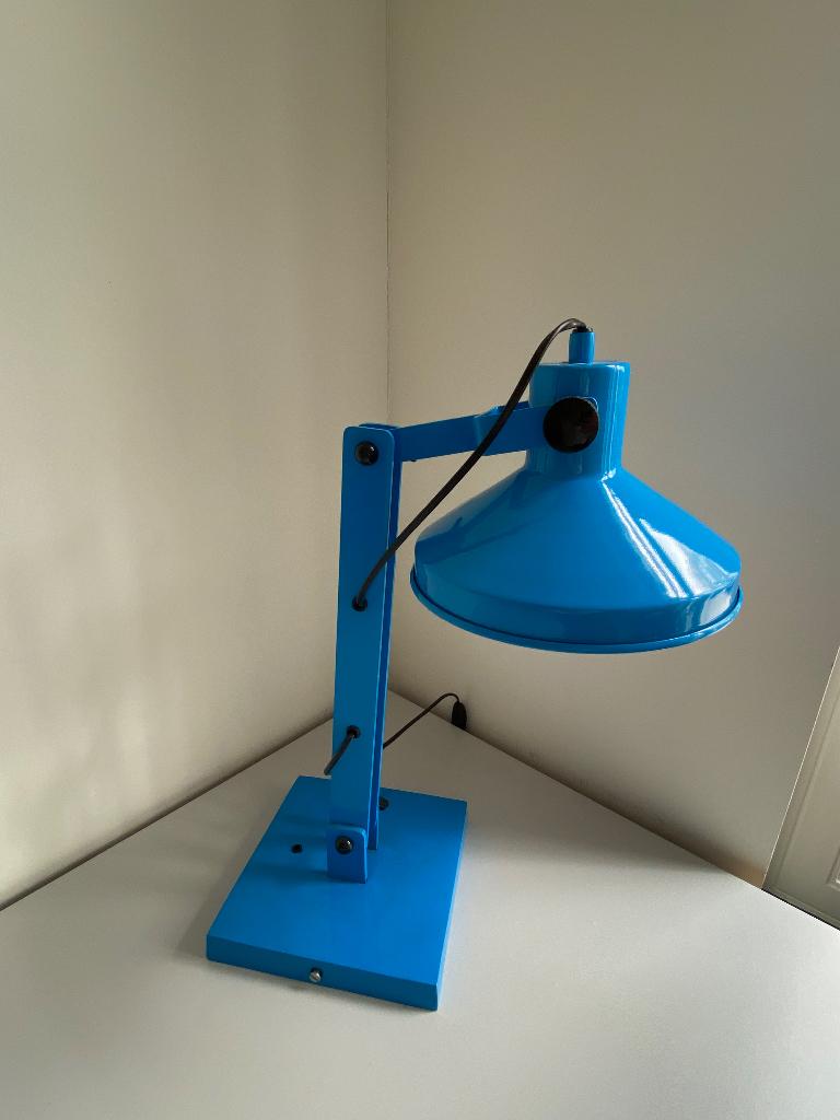 Industriële Blauwe bureaulamp van HK living, Ophalen, Gebruikt, Metaal, Minder dan 50 cm