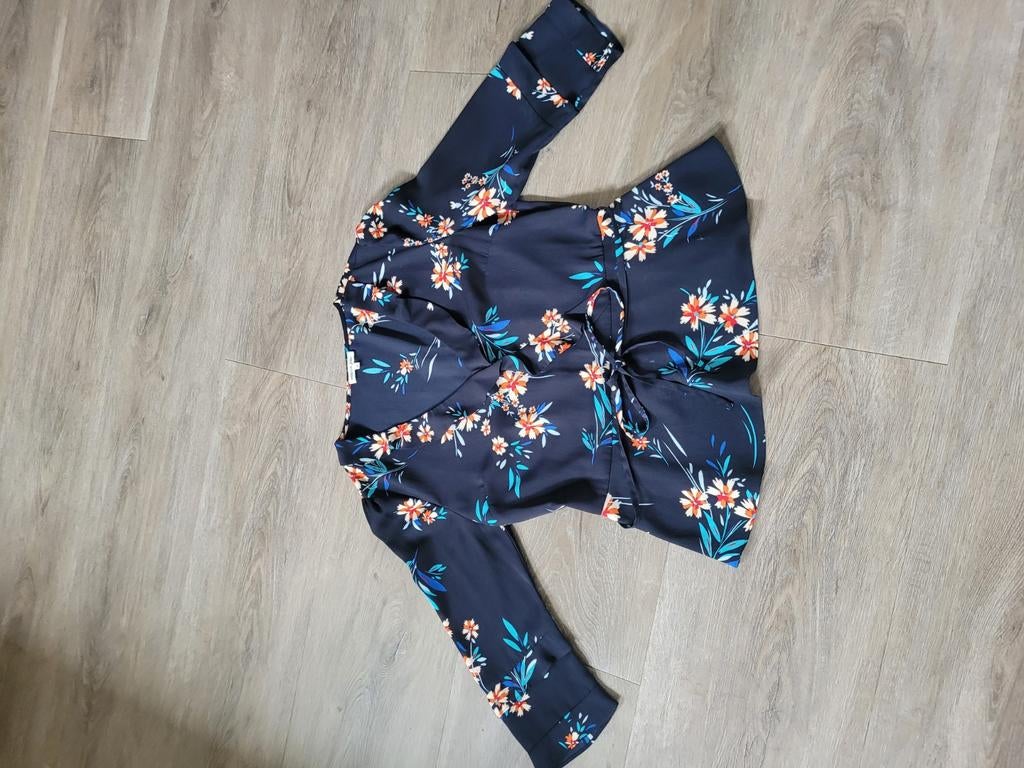 Kocca Jeans blouse M blauw met bloemen, 3/4 mouw, Maat 38/40 (M), Blauw, Ophalen of Verzenden, Kocca Jeans