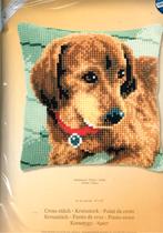 Cado vervaco borduurpakket kussen teckel met rode halsband, Ophalen of Verzenden, Nieuw, Handborduren, Borduurpakket