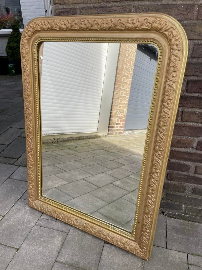 Prachtige antieke Franse toogspiegel groot 101 x 75  cm, Ophalen, Rechthoekig, 50 tot 100 cm, 100 tot 150 cm