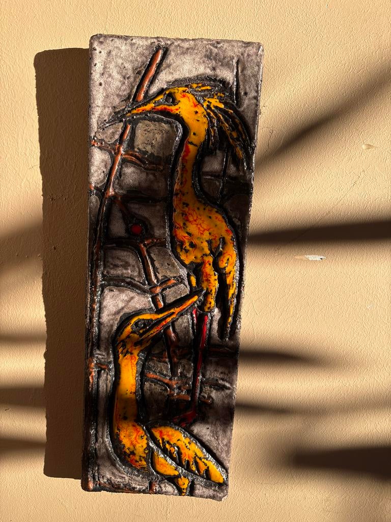 ruscha Keramiek Wanddecoratie met Kraanvogels, Ophalen