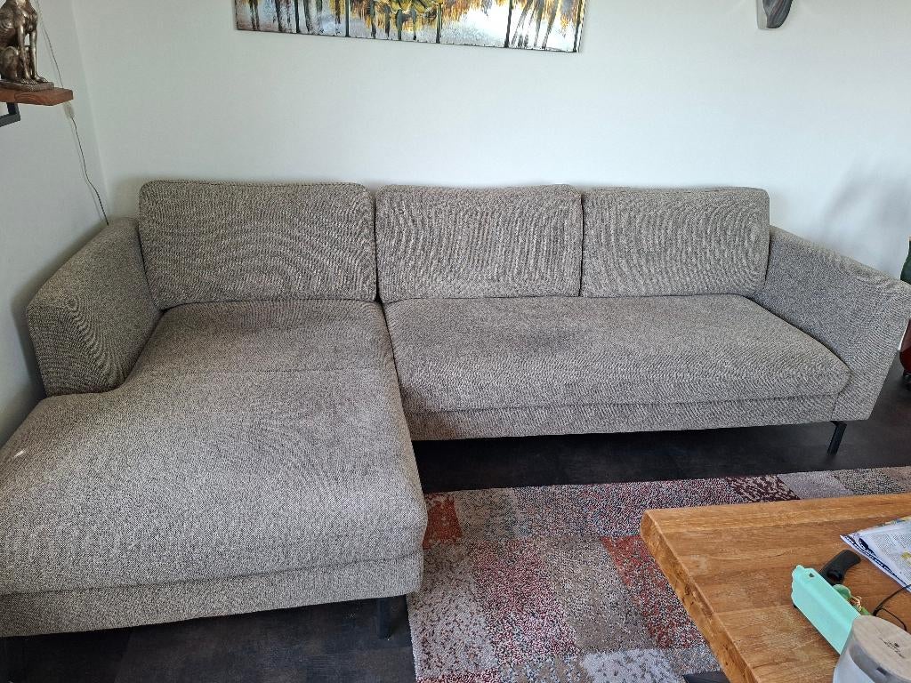 zitbank. 2,5-zit met daaraan vast rechts longchair, Ophalen, Hoekbank, 75 tot 100 cm, Zo goed als nieuw