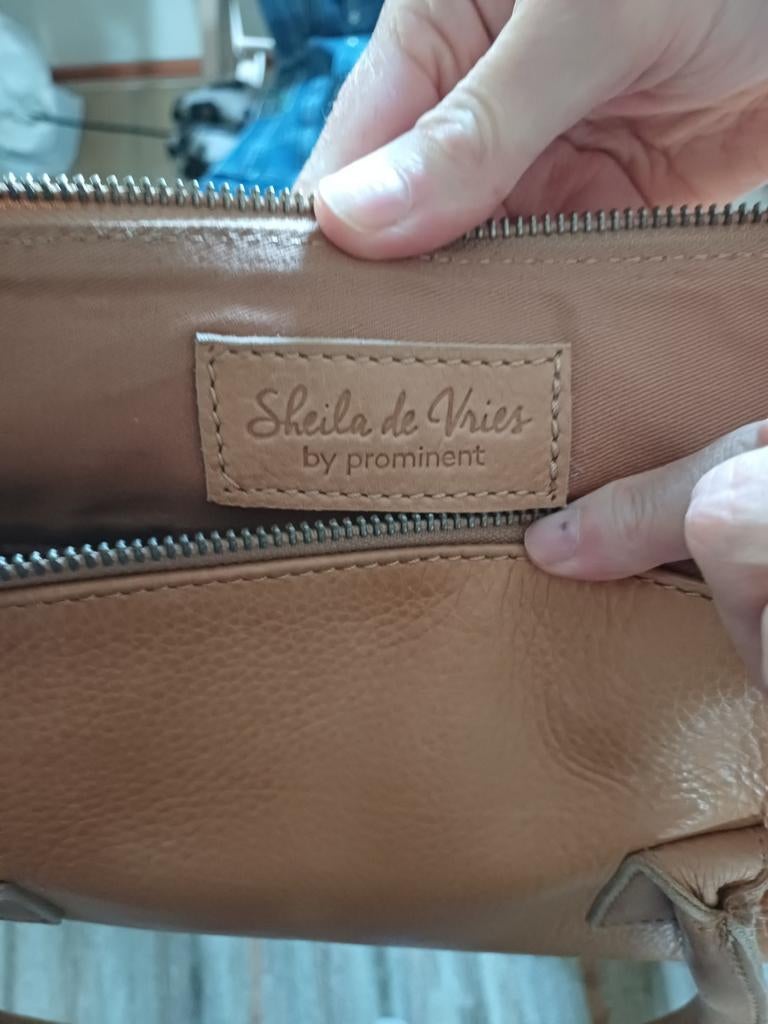 Sheila de Vries by Prominent Leren Handtas, Ophalen of Verzenden, Zo goed als nieuw, Bruin, Handtas