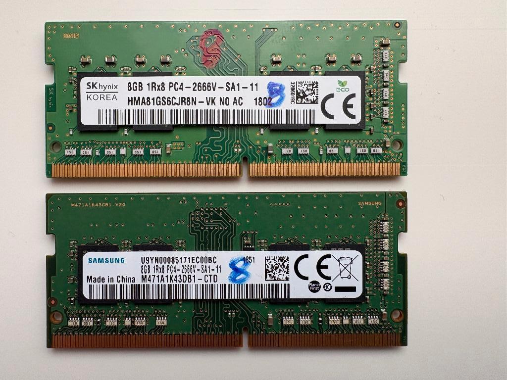 16 GB (2x8) RAM PC4, Computers en Software, RAM geheugen, Gebruikt, DDR4, Ophalen of Verzenden, Laptop