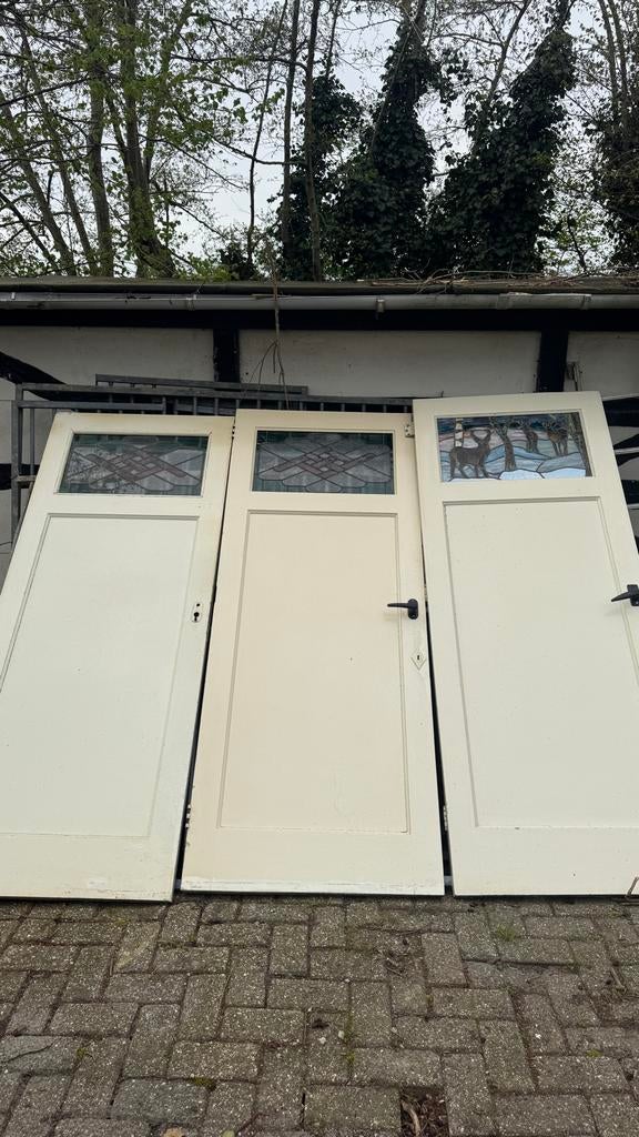 Deuren glas in lood en blanco, Doe-het-zelf en Verbouw, Deuren en Horren, Ophalen, Gebruikt, 80 tot 100 cm, Binnendeur