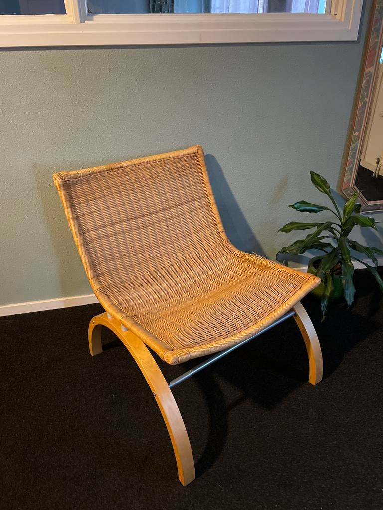 Rieten stoel met kleine beschadiging, Huis en Inrichting, Stoelen, Ophalen, Gebruikt, Bruin, Eén