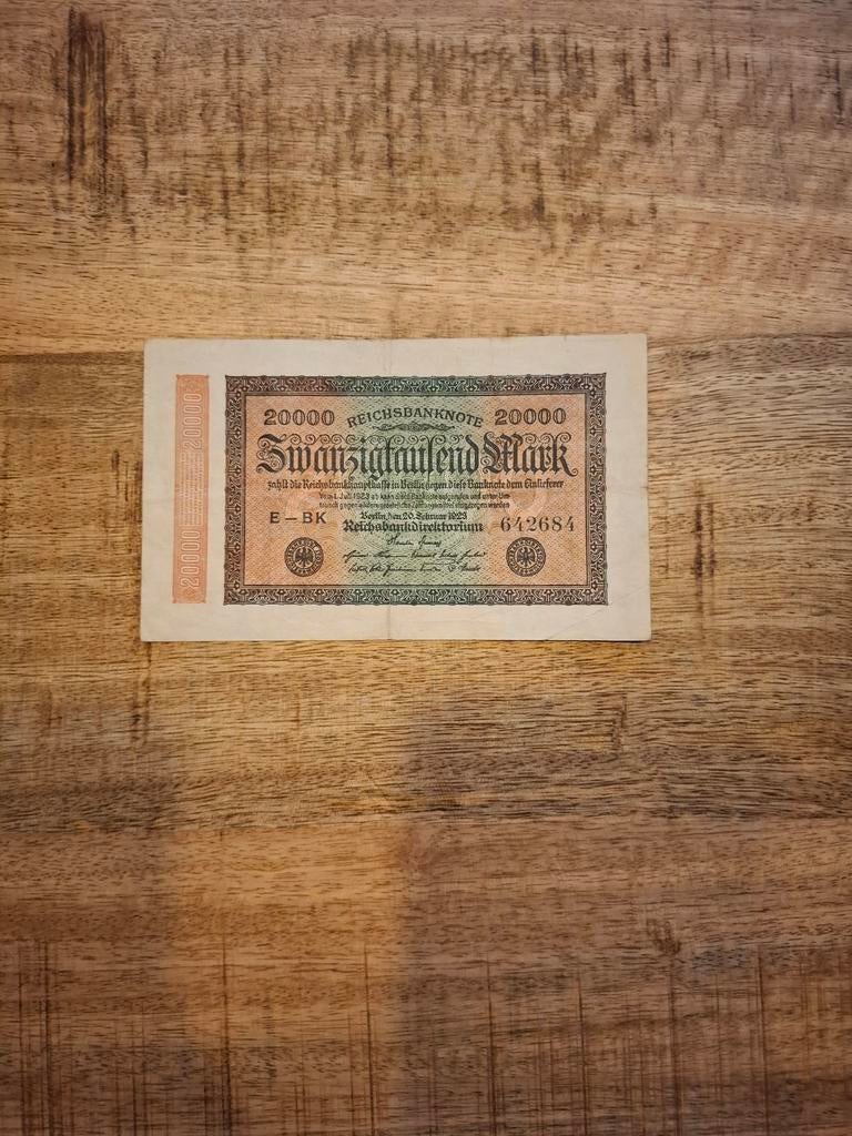20000 Reichsbanknote Duitsland 1923, Postzegels en Munten, Bankbiljetten | Europa | Niet-Eurobiljetten, Ophalen of Verzenden, Duitsland