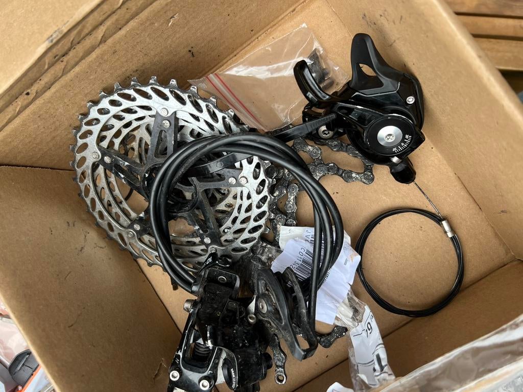 SRAM X9 SHORT + XO SHIFTER + 10s CASSETE + CHAIN, Gebruikt, Ophalen of Verzenden, Derailleur of Ketting, Aluminium