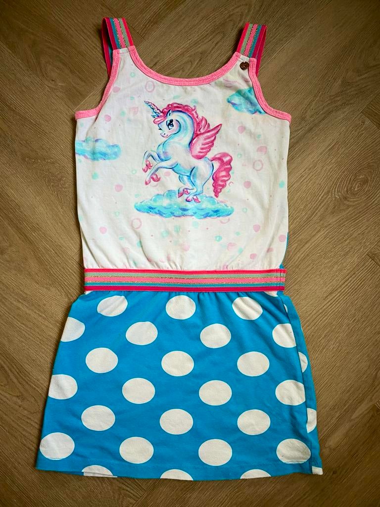 Mim-Pi mooi Eenhoorn jurkje maat 128, Kinderen en Baby's, Kinderkleding | Maat 128, Verzenden, Zo goed als nieuw, Meisje, Jurk of Rok