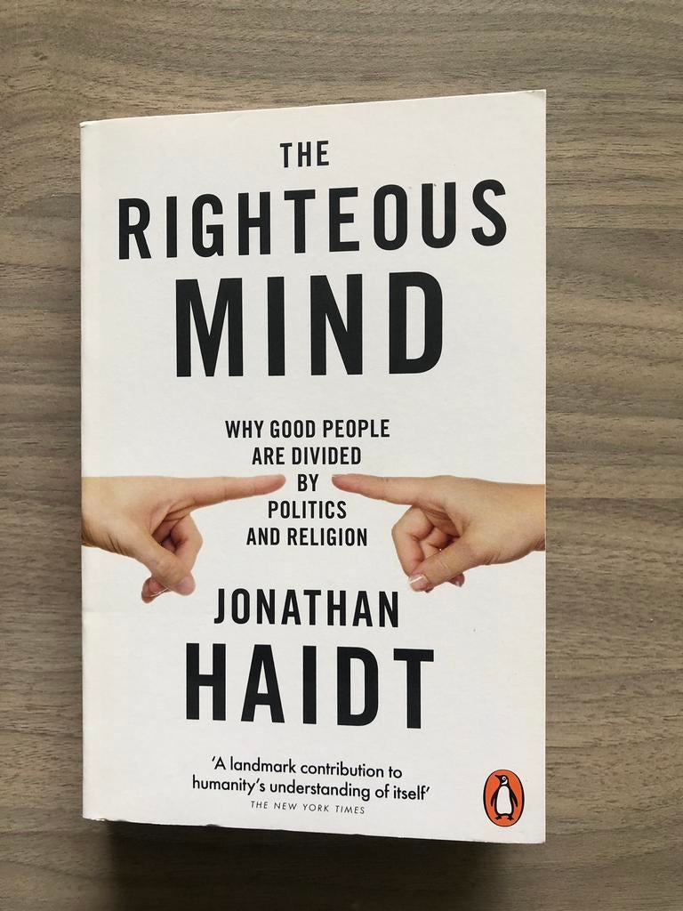 The Righteous Mind - Jonathan Haidt, Boeken, Advies, Hulp en Training, Zo goed als nieuw, Ophalen of Verzenden