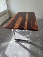 Massief sheesham houten boomstamtafel, Ophalen, Gebruikt, 50 tot 100 cm, Overige vormen