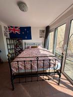 Metalen twijfelaar bed met lattenbodems, Huis en Inrichting, Ophalen, Zwart, 140 cm, Twijfelaar