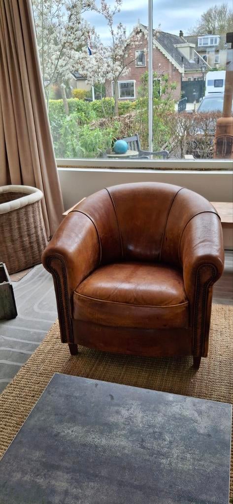 Joris Fauteuil Schapenleder - Vintage Stijl, Gebruikt, Ophalen of Verzenden, 75 tot 100 cm, 75 tot 100 cm