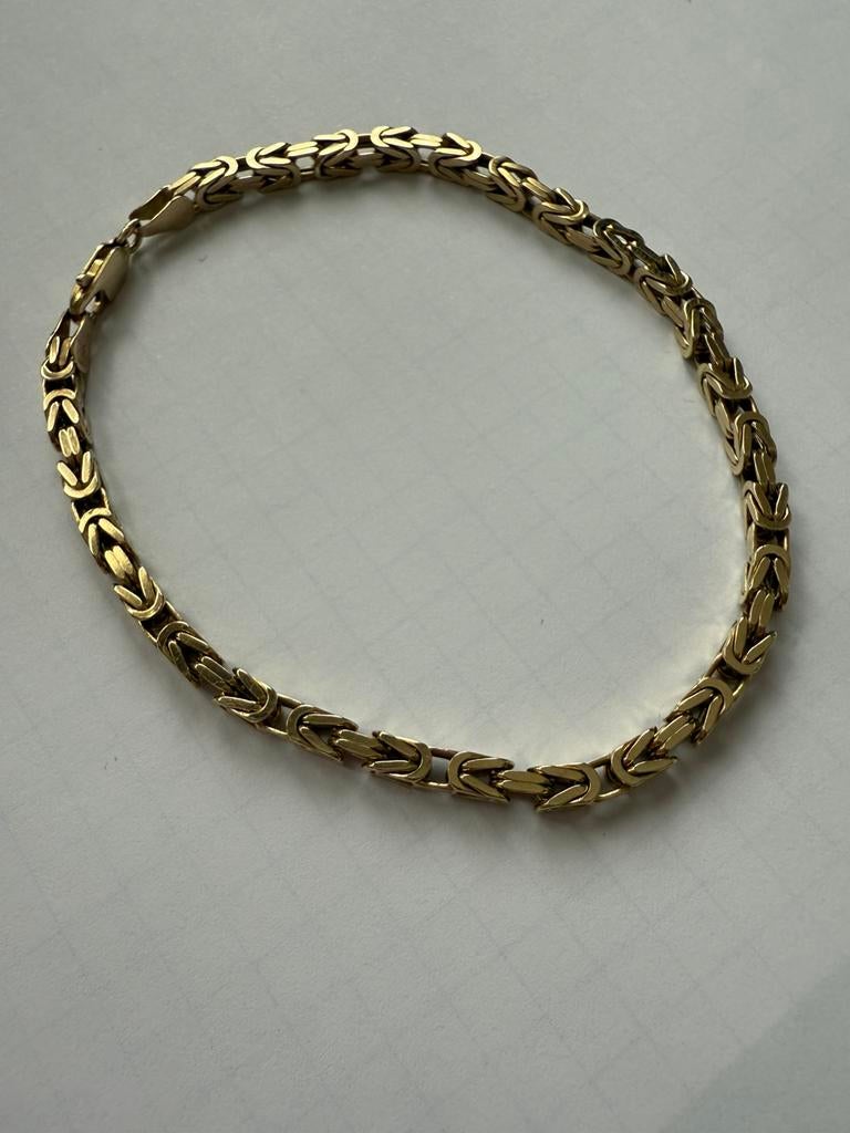 koningsschakel armband 14 karaats, Ophalen, Zo goed als nieuw, Goud