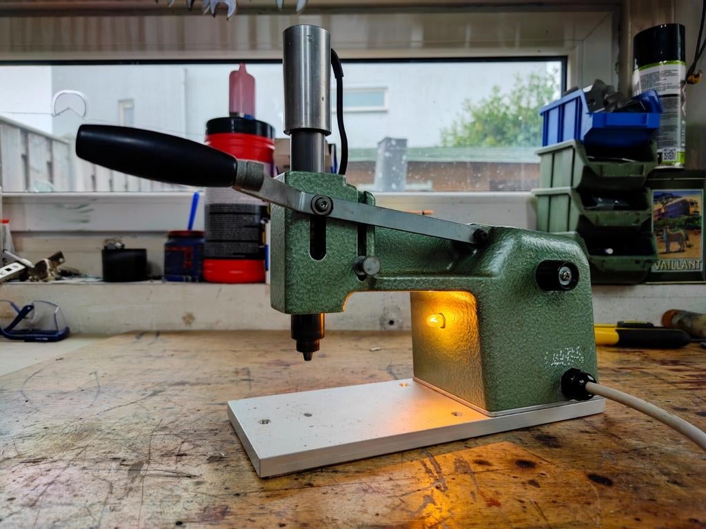 Vintage "precision drill" of tafelboor/kolomboorJacobs Chuck, Ophalen of Verzenden, Kolomboormachine