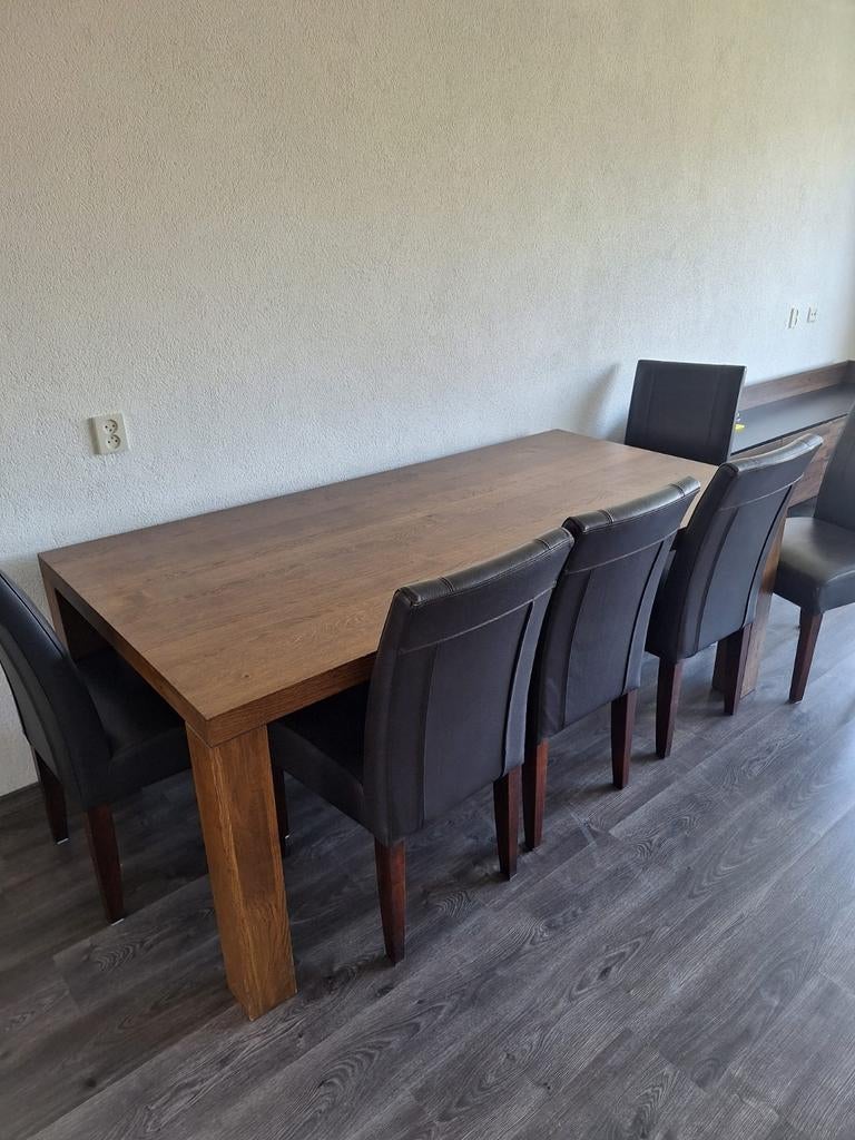 Eettafel met 6 stoelen. Gratis af te halen, Gebruikt, 200 cm of meer, Rechthoekig, 50 tot 100 cm