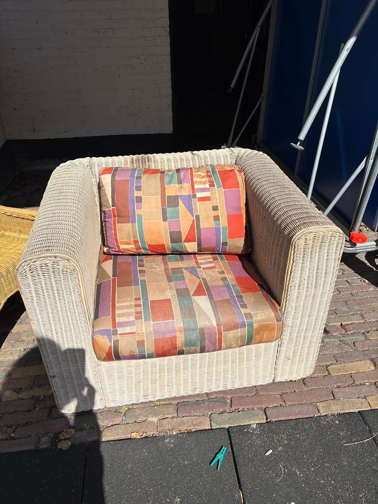 Rieten tuin stoel fauteuil, Ophalen, Gebruikt, Rotan