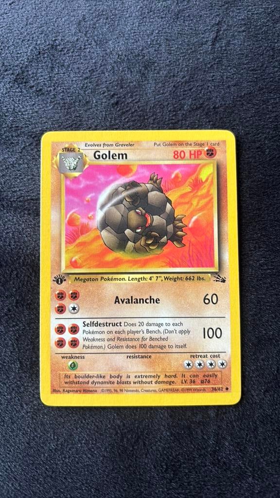 Pokemon Golem Fossil 1st Edition, Ophalen of Verzenden, Zo goed als nieuw
