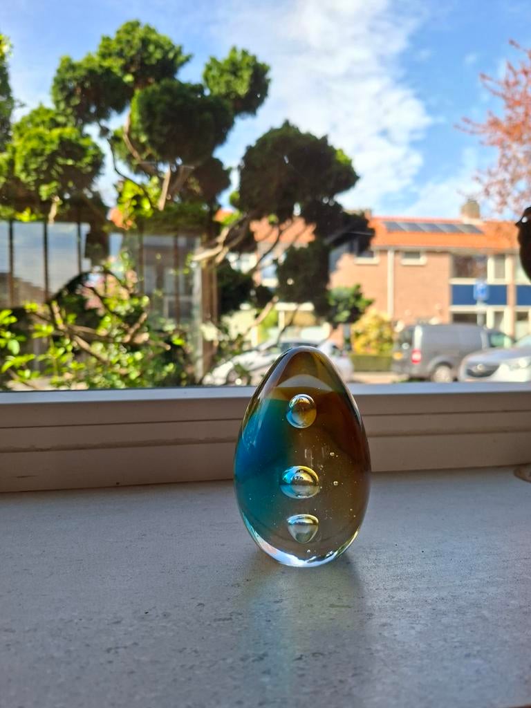 Vintage glazen paper press ei, Ophalen of Verzenden