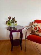 Vintage Paarse Bijzettafel - Uniek en Stijlvol, Huis en Inrichting, Tafels | Bijzettafels, Minder dan 55 cm, Gebruikt, Rond, Hout