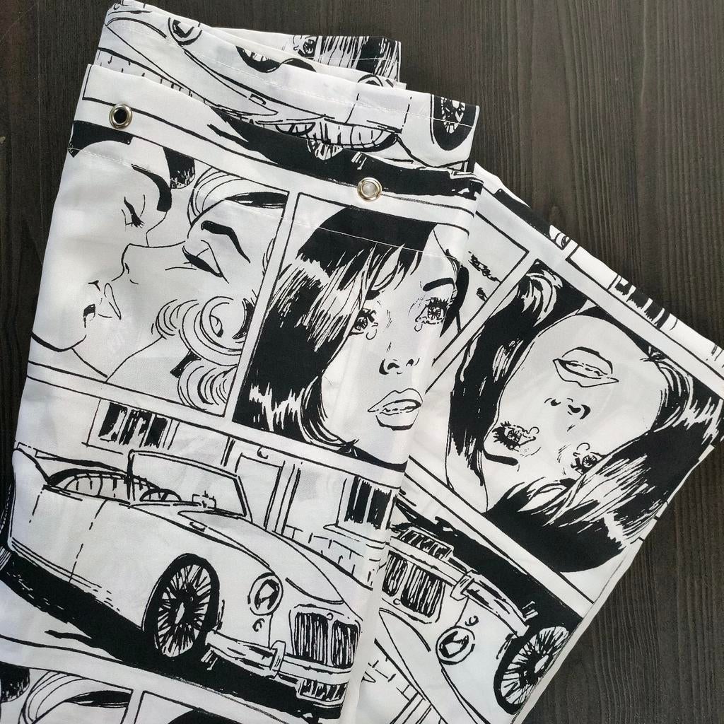 Douchegordijn H&M Home comic print 200x180 cm, Ophalen of Verzenden, Zo goed als nieuw, Wit, Overige typen