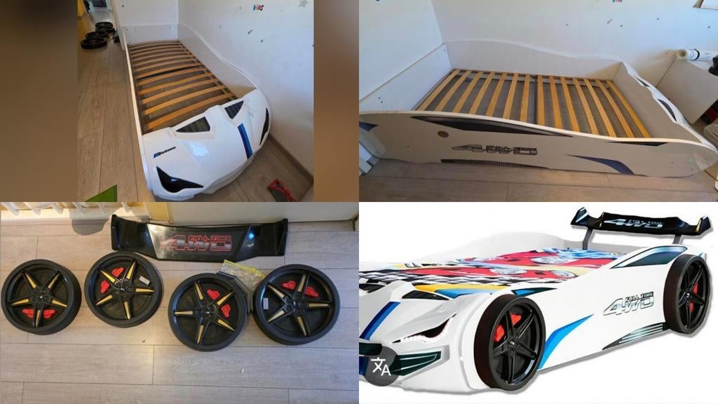 Raceauto bed voor kinderen - Steun Roparun!, Ophalen, 180 cm of meer, 85 tot 100 cm, Lattenbodem