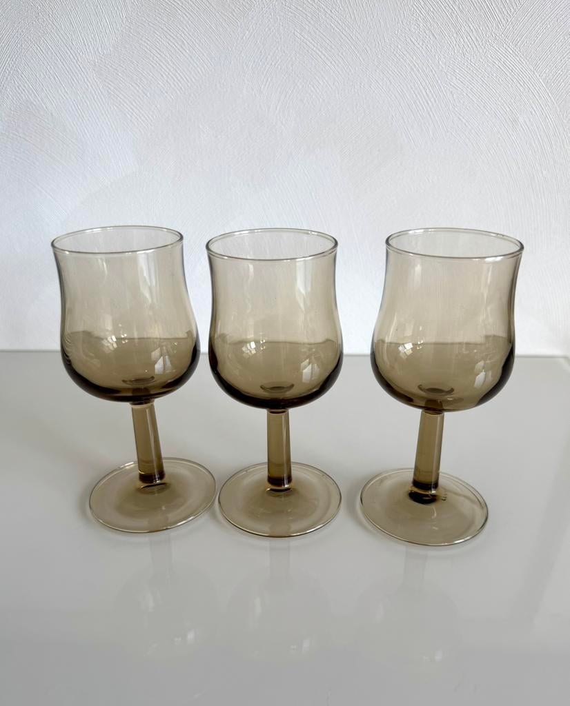 3 Vintage Luminarc Portglazen Frans Rookglas Jaren '70, Ophalen of Verzenden, Zo goed als nieuw, Overige typen
